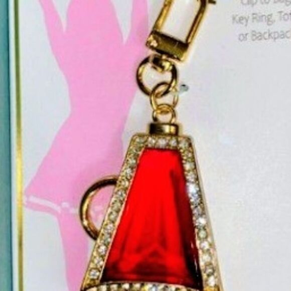 NIB True to Form Red Glass and Rhinestone Cheerleading 3" Bagcharm | Keychain - Picture 2 of 2